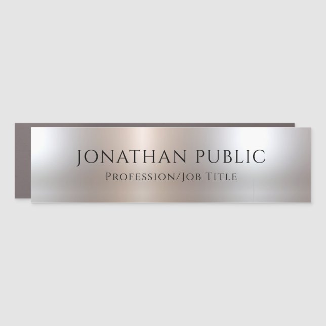Personalize Elegant Silver Look Trendy Template Car Magnet (Front)