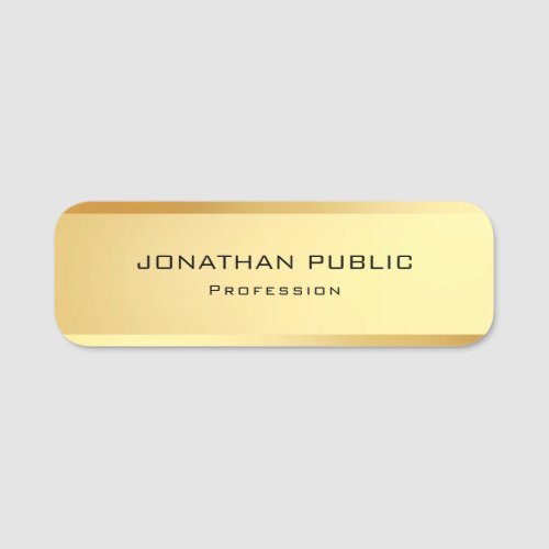 Personalize Elegant Simple Gold Look Template Name Tag