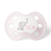 Personalize Elephant Pink Heart Baby pacifier Personalize Elephant Pink Heart Baby pacifier