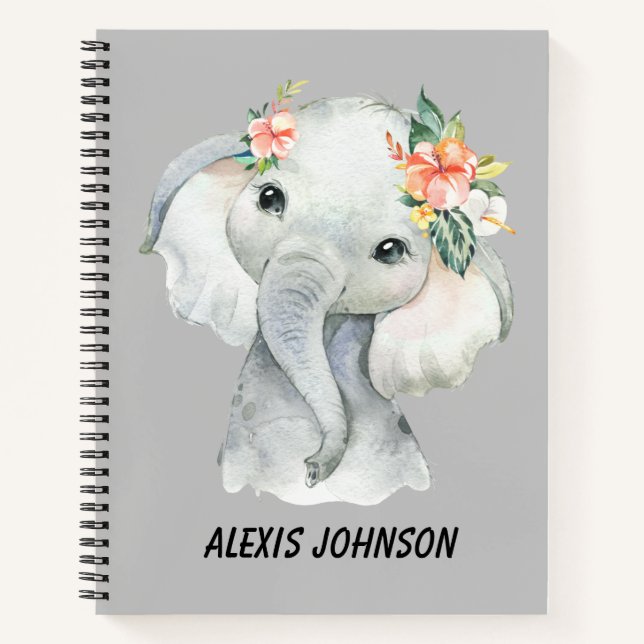 Personalize Elephant Sketch Notebook (Front)