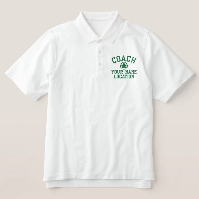 Personalize Embroidered Coach Name Team Embroidered Polo Shirt (Design Front)