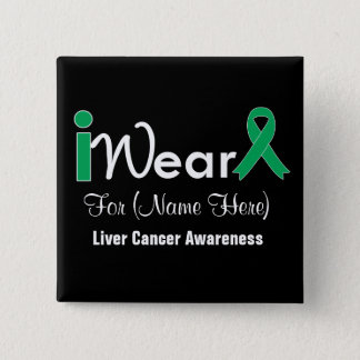 Personalize Emerald Green Ribbon Liver Cancer Pinback Button
