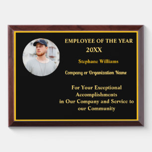 Personalize Employee Of The Year Photo Logo Gold  Award Plaque