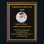 Personalize Employee Of The Year Photo Logo Gold  Award Plaque<br><div class="desc">Personalize Employee Of The Year Photo Logo Gold</div>
