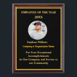 Personalize Employee Of The Year Photo Logo Gold  Award Plaque<br><div class="desc">Personalize Employee Of The Year Photo Logo Gold</div>