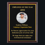 Personalize Employee Of The Year Photo Logo Gold  Award Plaque<br><div class="desc">Personalize Employee Of The Year Photo Logo Gold</div>