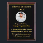 Personalize Employee Of The Year Photo Logo Gold  Award Plaque<br><div class="desc">Personalize Employee Of The Year Photo Logo Gold</div>