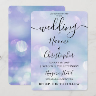 Personalize: Ethereal Pale Indigo Bokeh Wedding Invitation