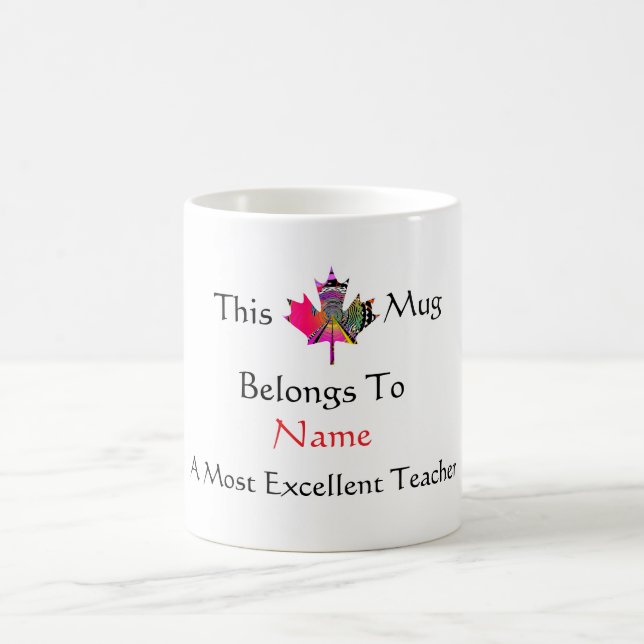Personalize Excellent Teacher Universal Leaf   Coffee Mug (Center)