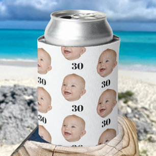Personalize Face 20th 30th 40th 50th Birthday Crew Can Cooler