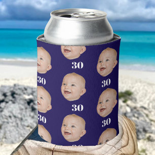Personalize Face 20th 30th 40th 50th Birthday Crew Can Cooler
