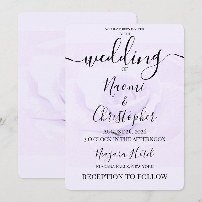 PERSONALIZE: Faint Rose Wedding Invitation (Front/Back)