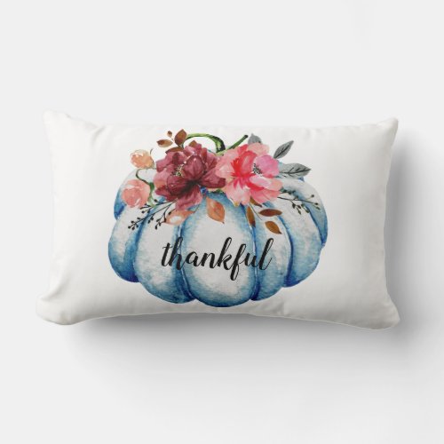 Personalize Fall Blue Pumpkin Lumbar Pillow