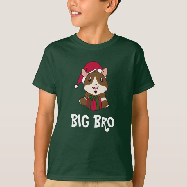 Personalize Family Christmas Guinea Pig Big Bro T-Shirt (Front)