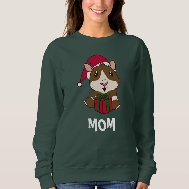 Personalize Family Christmas Guinea Pig Mom Sweatshirt (Front)