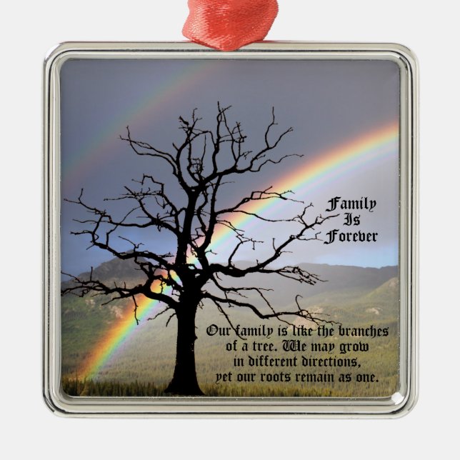 PERSONALIZE  FAMILY IS FOREVER QUOTE METAL ORNAMENT (Front)