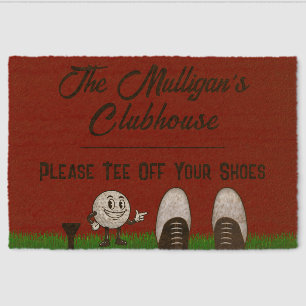 Personalize Family Name Funny Golf Clubhouse Fiber Doormat