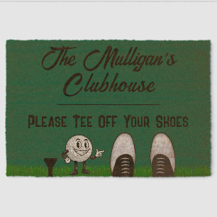Personalize Family Name Funny Golf Clubhouse Fiber Doormat