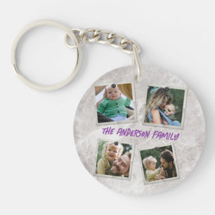 Personalize Family Photo Collage with Texts Keychain