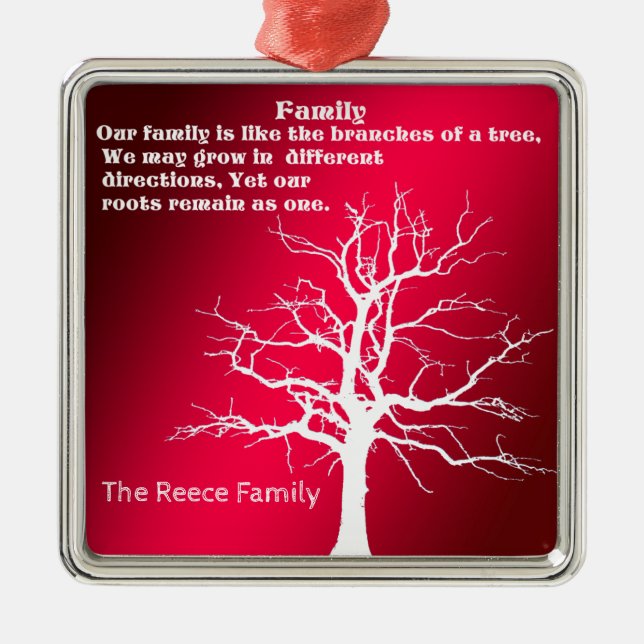 PERSONALIZE FAMILY QUOTE METAL ORNAMENT (Front)
