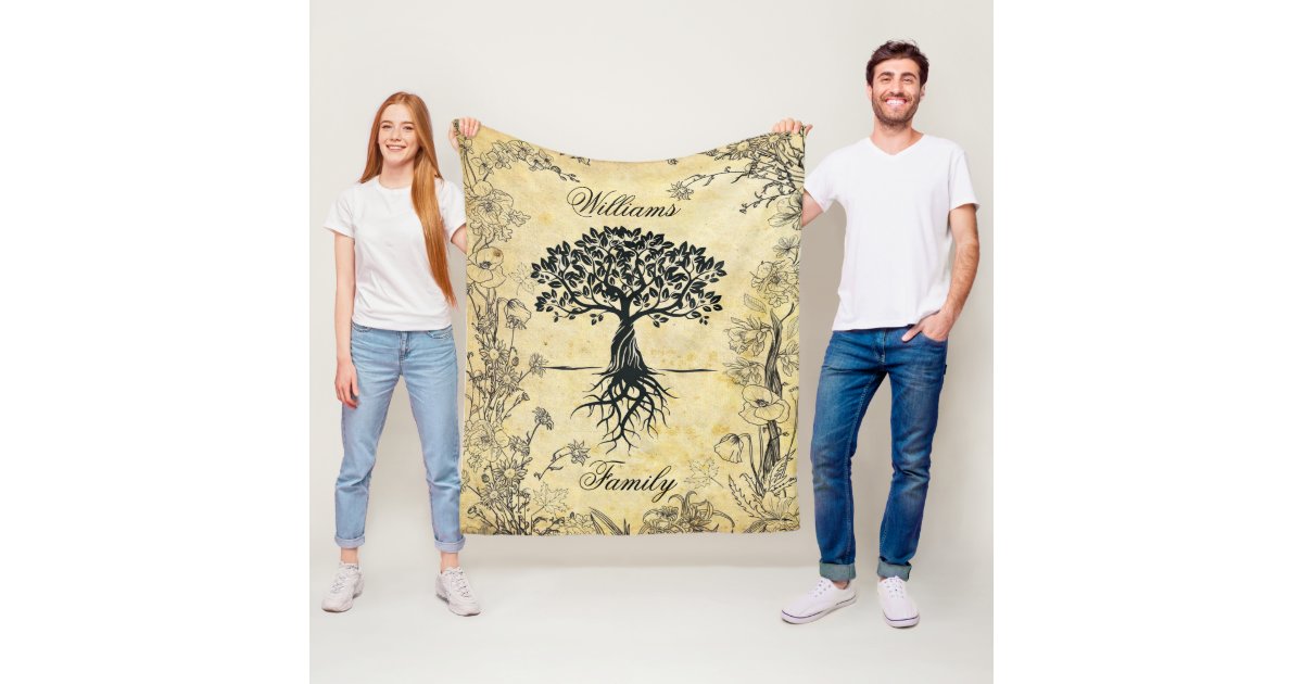 Personalize Family Tree Fleece Blanket Zazzle