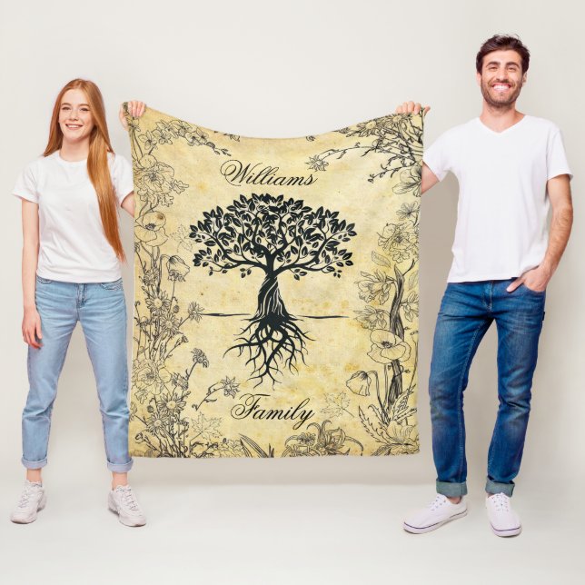 Personalize Family Tree Fleece Blanket (In Situ)