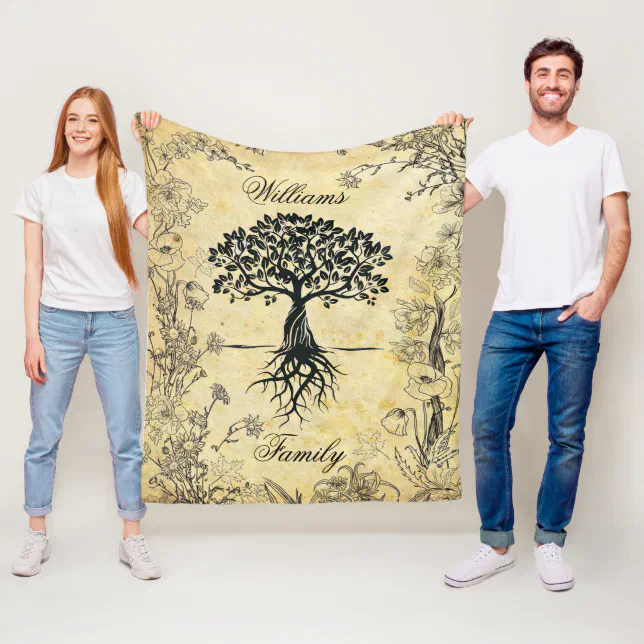 Personalize Family Tree Fleece Blanket Zazzle