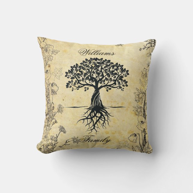 Personalize Family Tree Throw Pillow (Front)