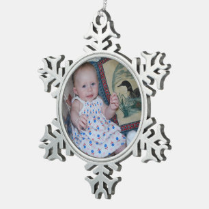 Personalize Family Your Photo Snowflake Pewter Christmas Ornament