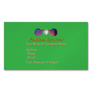 Personalize Fashion Eyewear Green Business Card Magnet