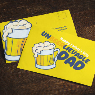 Personalize Father's Day Unbeerlievable Dad Postcard