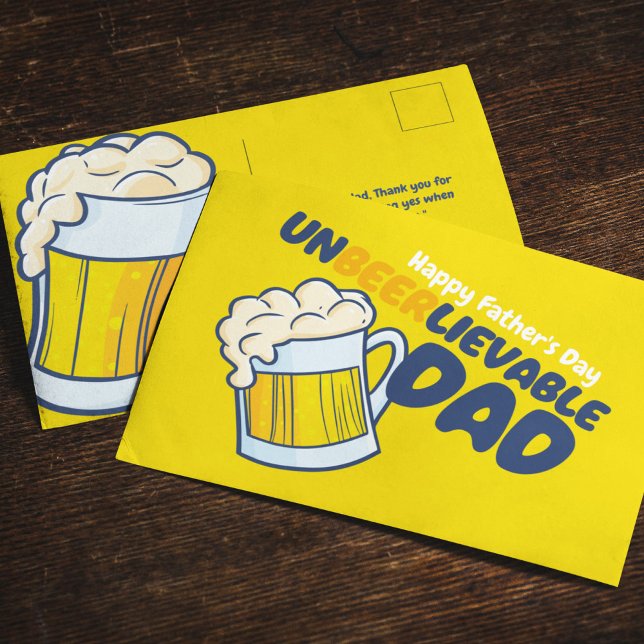 Personalize Father's Day | Unbeerlievable Dad Postcard (Creator Uploaded)