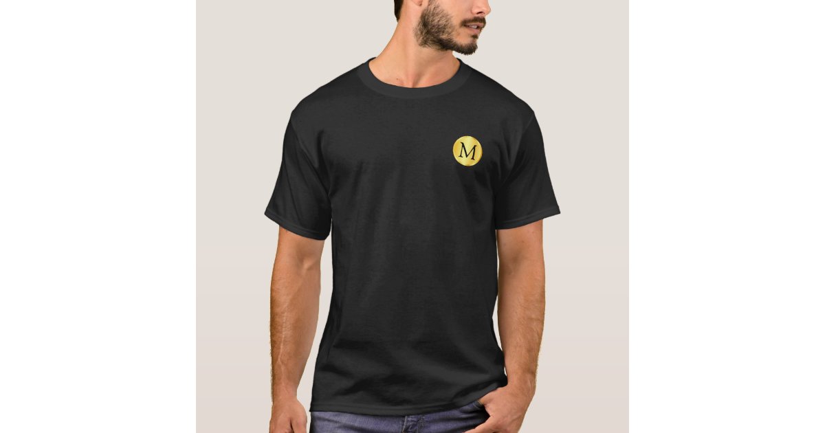 Custom Mens Embroidered Faux Gold Monogram T-Shirt | Zazzle