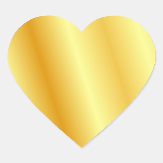 Personalize Faux Gold Metallic Look Blank Template Heart Sticker (Front)