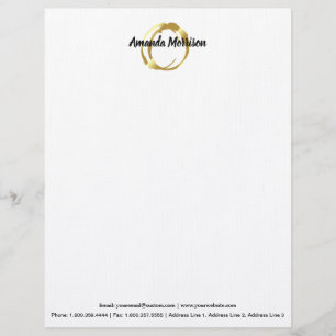 Personalize Faux Gold Painted Circle Designe Logo Letterhead