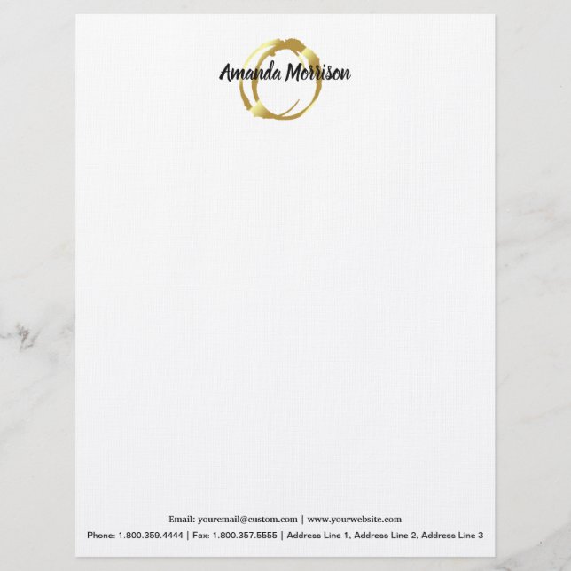 Personalize Faux Gold Painted Circle Designe Logo Letterhead (Front)