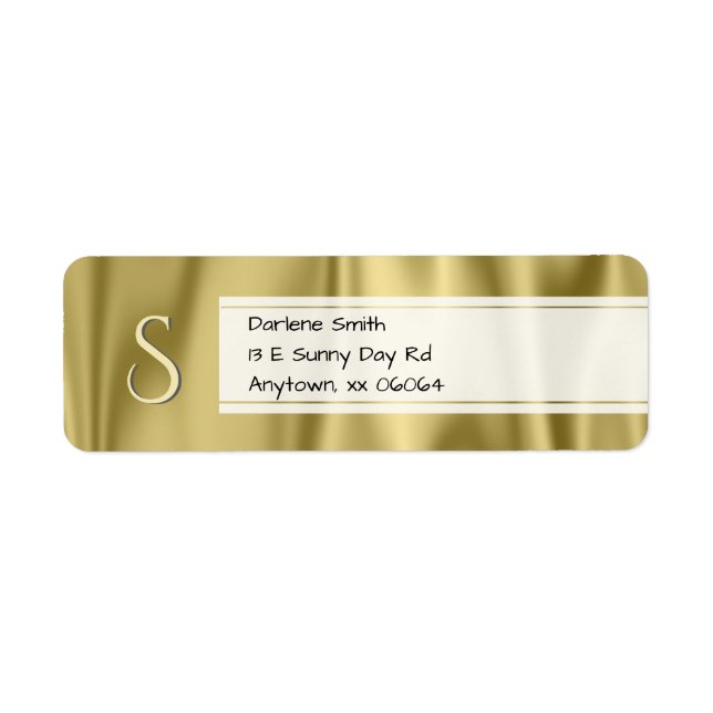 Personalize:  Faux Gold Satin Fabric Texture Label (Front)