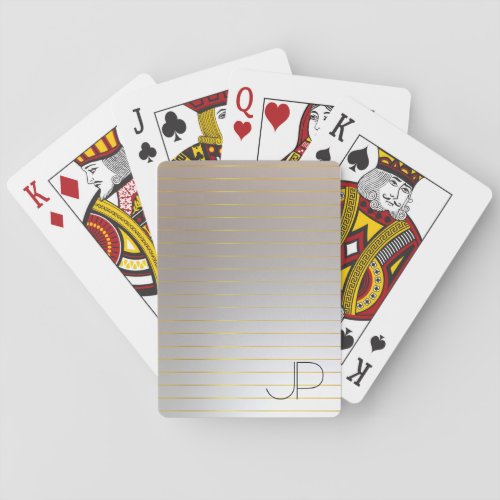 Personalize Faux Gold Silver Mono gram Template Poker Cards