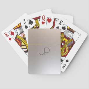 Personalize Faux Gold Silver Monogram Template Poker Cards