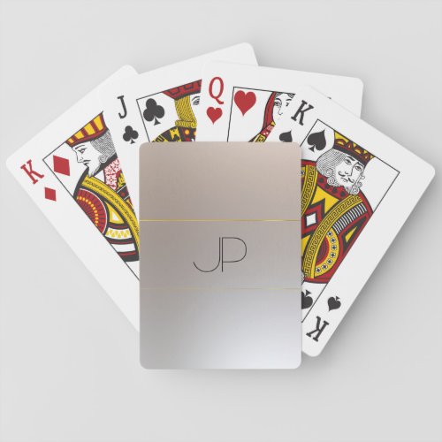 Personalize Faux Gold Silver Monogram Template Poker Cards