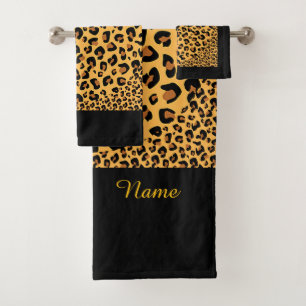 Personalize Faux Leopard Print Exotic Bath Towel Set