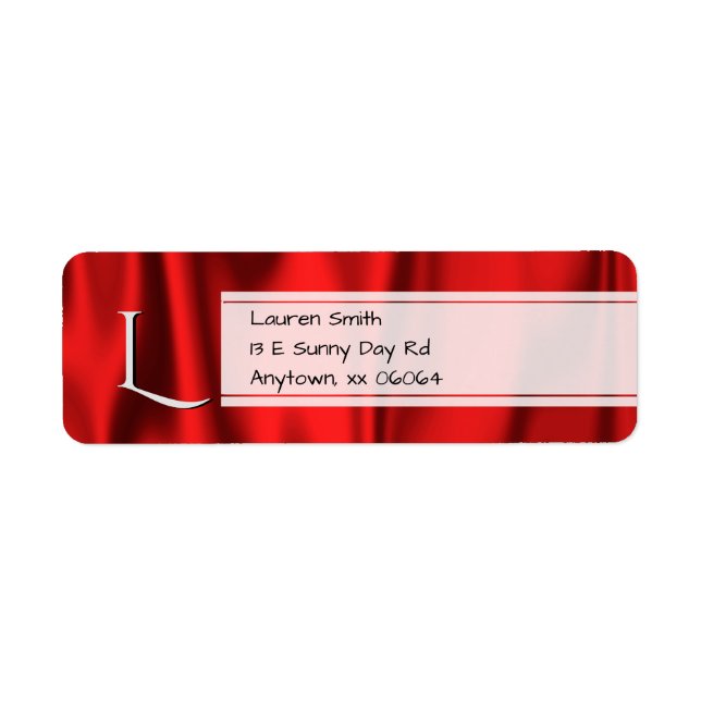Personalize:  Faux Red Satin Fabric Texture Label (Front)