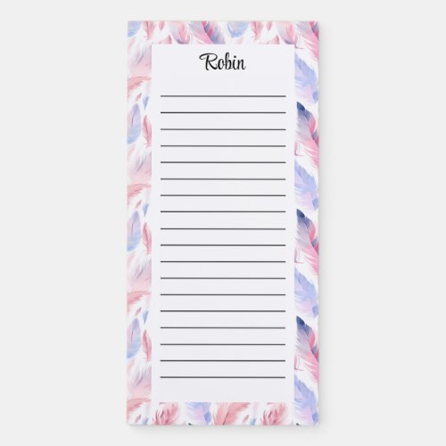 Personalize Feather Coquette Name Lined Magnetic Notepad