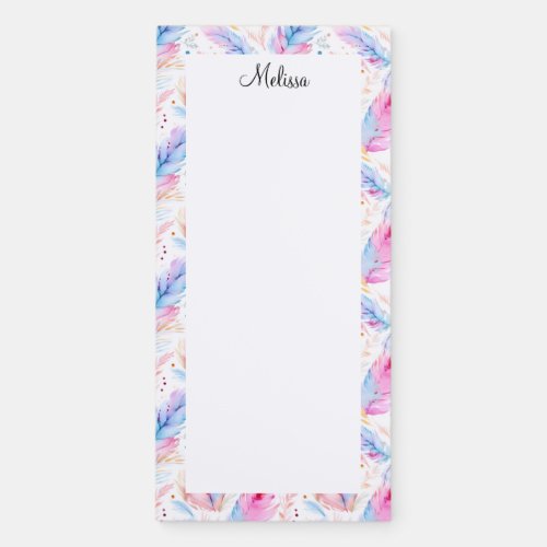 Personalize Feather Coquette Name Magnetic Notepad