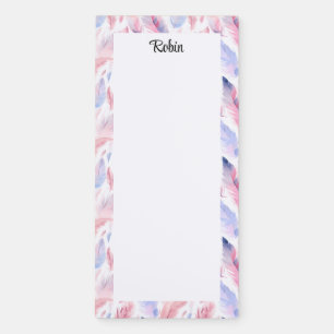 Personalize Feather Coquette Name Magnetic Notepad