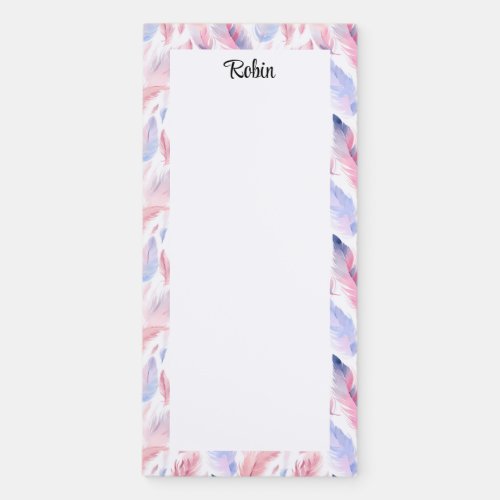 Personalize Feather Coquette Name Magnetic Notepad