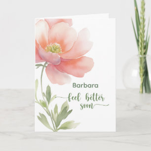 Personalize Feel Better Soon Watercolor Flower Card