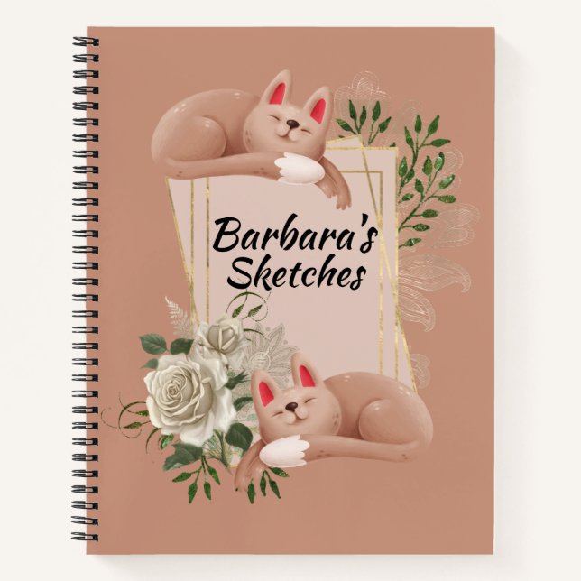 Personalize Feline Sketch Notebook (Front)