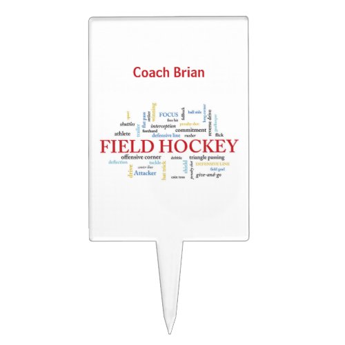 Personalize Field Hockey Coach Thank You in Words Cake Topper