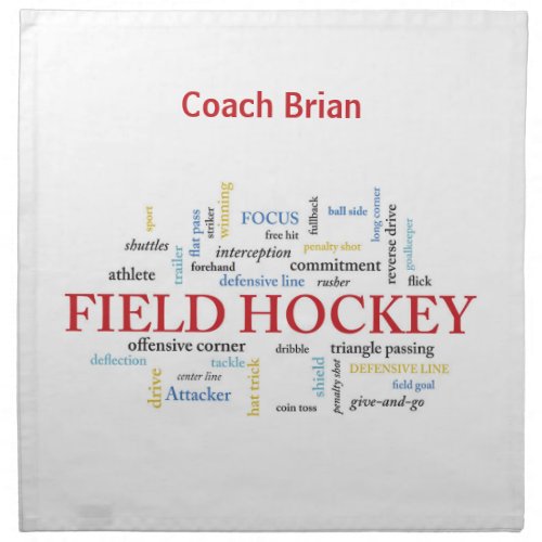 Personalize Field Hockey Coach Thank You in Words Cloth Napkin